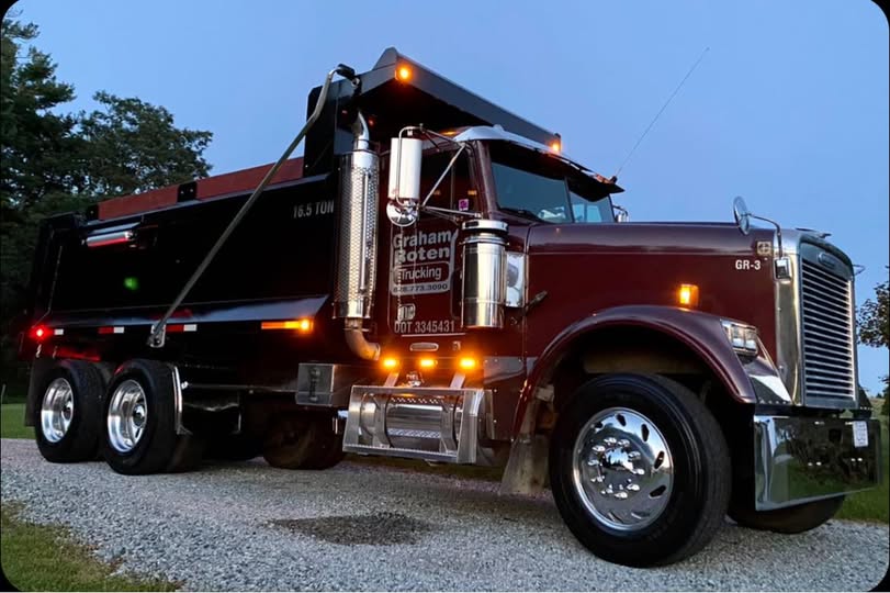 Dump truck delivering materials